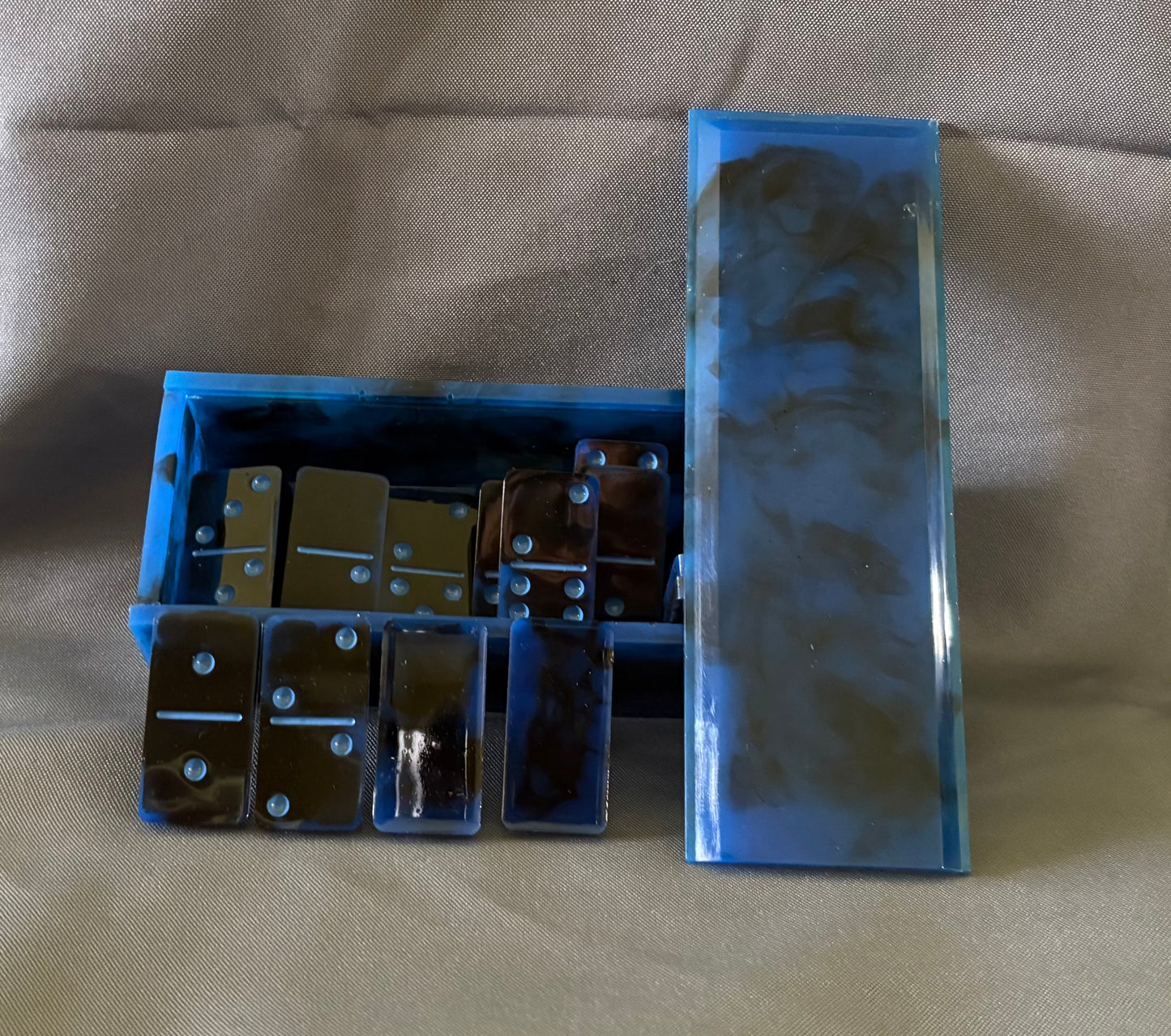 Kids Blue Marble Dominos with Case