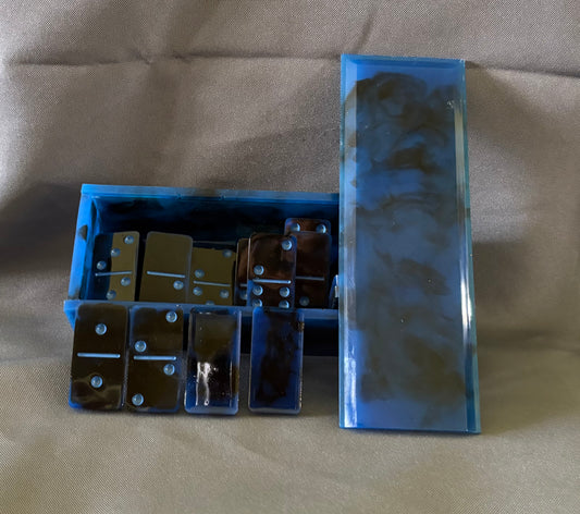 Kids Blue Marble Dominos with Case