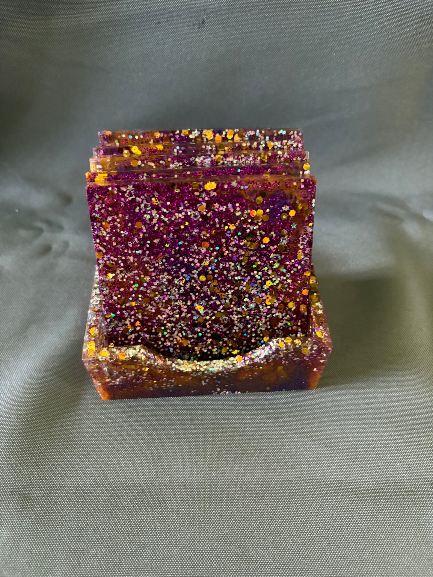 5 Piece Square Coaster Set with holder