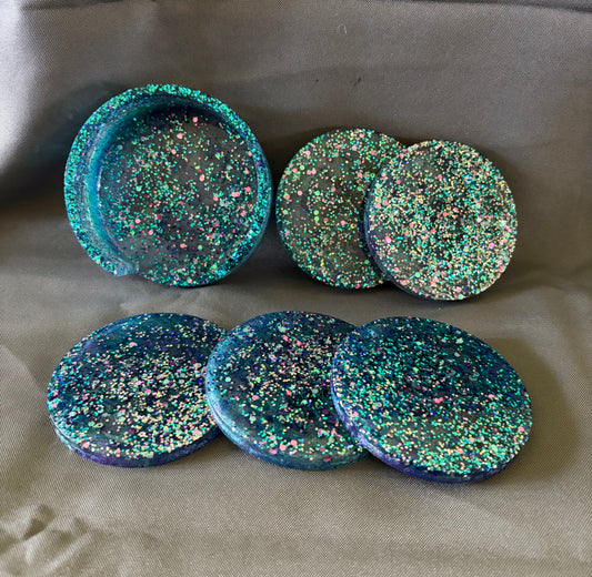 5 Piece Circle Coaster Set with holder