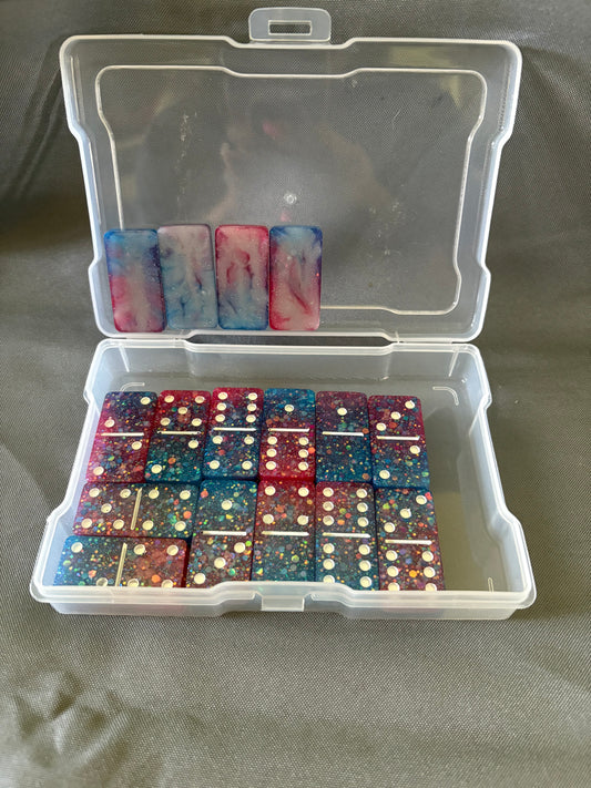 Pink & Blue Dominos with Case